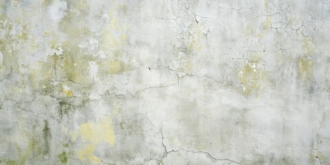 Fototapeta premium Weathered Concrete Wall Texture Cracked, Aged Surface with Green and Yellow Patina