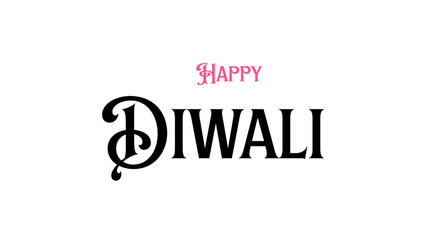 Happy Diwali typography text design on white background. simple text design suitable for poster and festival banners.
