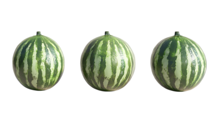 Pack Watermelon Fruit Set in Different Poses Against Transparent Background for Food Illustrations, Summer Promotions, or Healthy Lifestyle Branding