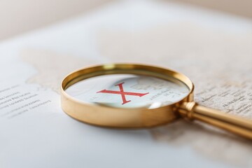 ancient treasure map with prominent red x boldly marks spot inviting discovery