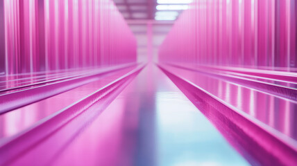 Abstract pink geometric perspective with symmetrical lines