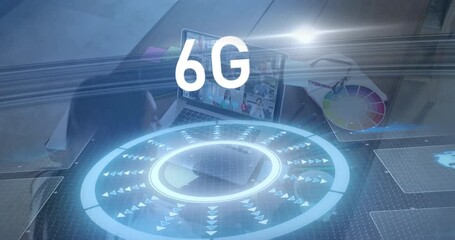 In school, animation showing 6G technology concept in virtual meeting with people - Powered by Adobe