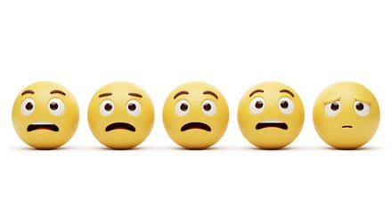Obraz premium Emoji Faces Showing Different Expressions of Sadness and Concern on White Background