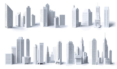 Obraz premium Minimalist 3D City Skylines in Vector Style for Architectural Design and Urban Planning