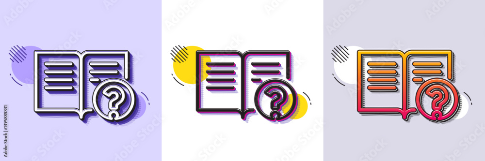 Poster technical help line icon. halftone dotted pattern. gradient icon with grain shadow. instruction sign