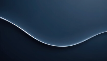 A simple, elegant graphic design of a flowing silver wave on a dark blue background.