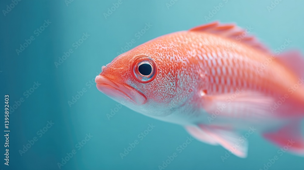 Poster captivating close-up of single colorful fish stark against soft gradient blue background