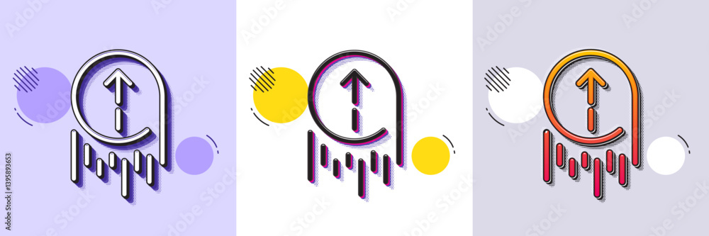 Poster swipe up line icon. halftone dotted pattern. gradient icon with grain shadow. scrolling arrow sign. 