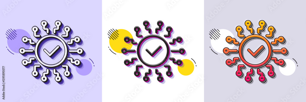 Aufkleber security network line icon. halftone dotted pattern. gradient icon with grain shadow. cyber defence 