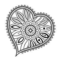 Black complex doodle mandala on a transparent background, for printable coloring.