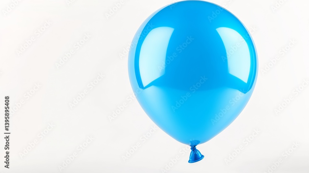 Poster blue balloon with a string attached to it. the balloon is floating in the air and is the only object