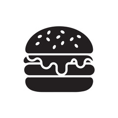 Burger Silhouette Icon, Vector Symbol for Food, Fast Food, and Restaurant Design