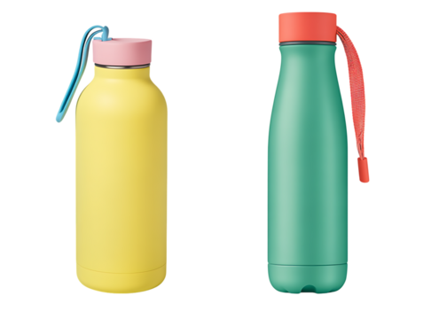  Colorful reusable water bottles with handle caps