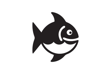 Fish icon silhouette on white background. (01)