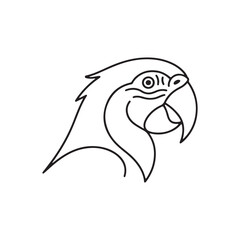 Parrot Head Line Art Icon, Minimalist Vector Bird Symbol for Wildlife, Nature, and Animal Design
