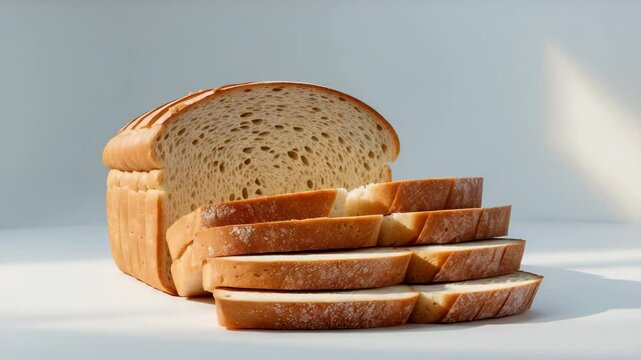 Wheat bread slices on a white background.