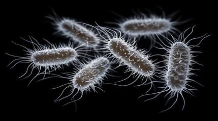 Examining Bacteria Microorganism Illustration Against Black Backdrop for Science and Health