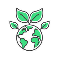 Green Earth with Leaves Symbolizing Sustainability  