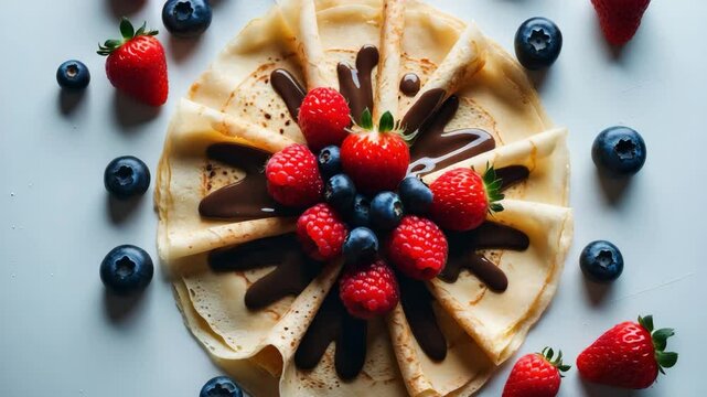Crepes with Berries. Topping on Crepes.