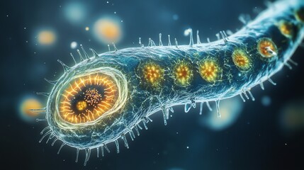Detailed Microscopic View of Bacteria Cell Structure for Medical Research