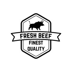 fresh beef labels. Butchery shop emblems.  Design elements for labels, badges, emblems, signs. Vector illustration.