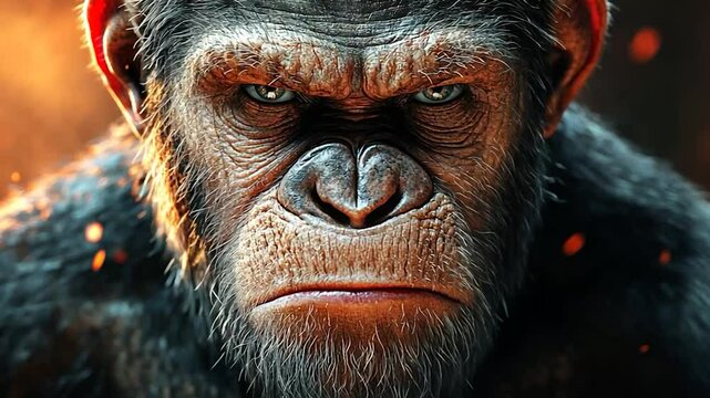 Angry ape close-up