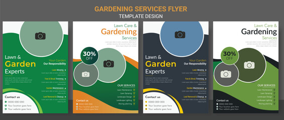 lawn care garden or landscaping services Tree and gardening service poster leaflet design. lawnmower flyer template.Lawn and gardening service flyer design template. Tree and gardening service poster 