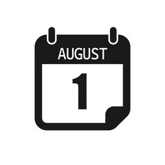 Vector icon page day calendar - 1 August month