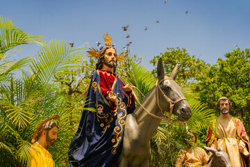 Medellín, Antioquia, Colombia. March 24, 2024. Palm Sunday, Holy Week procession, traditional...