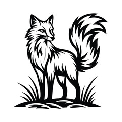 a fox silhouette with a bushy tail