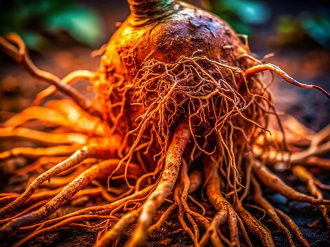 Ipecac Root (Ipecacuanhae Radix) - Close-up Macro Shot in Low Light