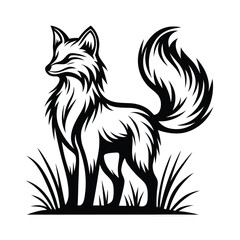 a fox silhouette with a bushy tail