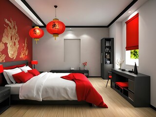 Wallpaper depicting a bedroom. A soothing and harmonious ensemble.