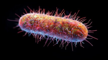 Visualizing Single Bacterium Organism on Black Background for Scientific Illustration