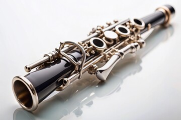 Naklejka premium Isolated Clarinet: Close-up Studio Shot of a Musical Instrument