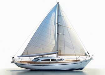 Fototapeta premium Isolated Sailboat Photo: White Sail, Crisp Detail, High Depth of Field, Perfect for Nautical Designs