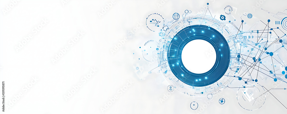 Poster vector banner design with a blue and white color scheme, a digital technology background vector illu