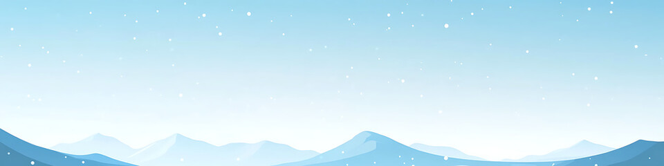 Vector banner design with a light blue background and snowflakes at the bottom, vector illustration, flat design, vector art, vector graphics on a white background, minimalistic design.