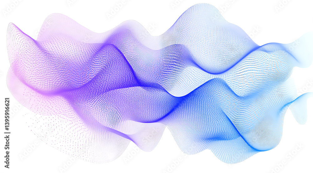 Poster vector abstract blue and purple neural network or brain with connected dots on a white background.