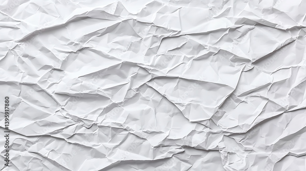 Poster white crumpled paper texture: abstract background for artistic design projects and creative digital 