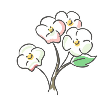 white flowers simple line art clip art preview