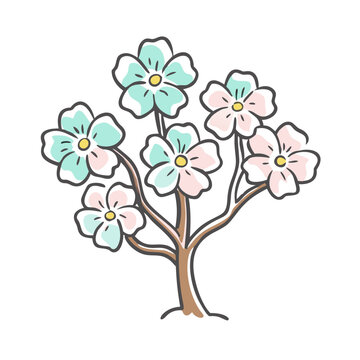 pastel flowers on tree branch clip art preview