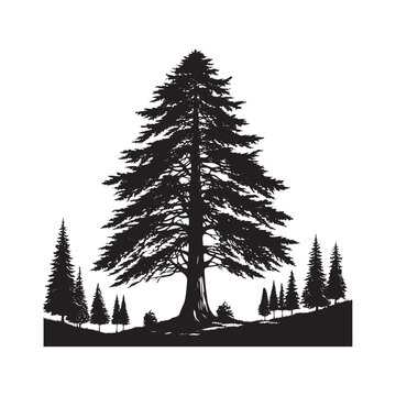 Hemlock tree Silhouette - Hemlock Tree Vector - Tree Design - Tree Art - Hemlock Illustration.