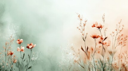 boho watercolor background, contemporary boho watercolor backdrop with soft sage, blush, and sand tones, dried florals, and copy space