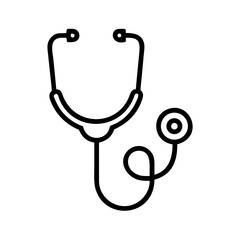 Stethoscope outline illustration in black and white  