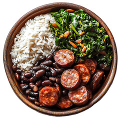 A delicious Brazilian feijoada dish served in a traditional bowl Isolated Transparent Background