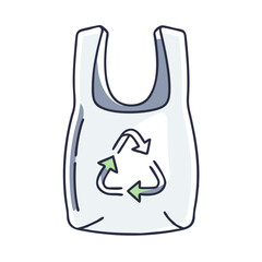 Reusable shopping bag with recycling sign