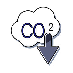 Obraz premium CO2 reduction with arrow in flat icon style