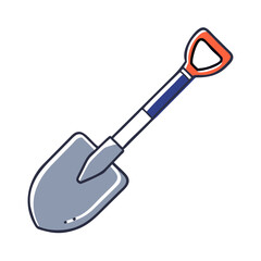 Garden shovel in clean flat eco illustration