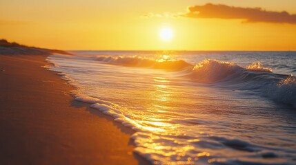 Golden hour beach sunset